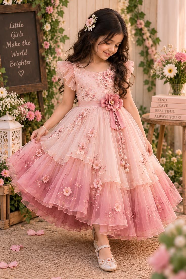 Girls Floral Party Dress